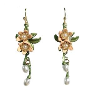 Blossoms and buds dangle earrings